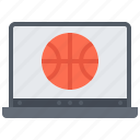 ball, basketball, laptop, online, player, sport, streaming
