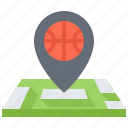 ball, basketball, location, map, pin, player, sport