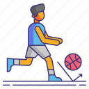 pass, move, basketball, bounce