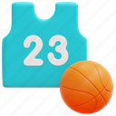 basketball, sport, ball, shirt, basket, game, competition, 3d