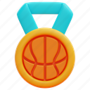 medal, game, victory, award, basketball, sport, ball, 3d