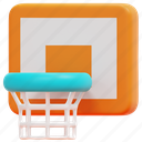 backboard, hoop, basket, net, basketball, ball, sport, 3d 