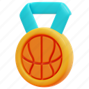 medal, game, victory, award, basketball, ball, sport, 3d 