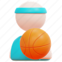 player, person, user, avatar, basketball, ball, sport, 3d 