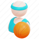 player, person, user, avatar, sport, basketball, ball, 3d 
