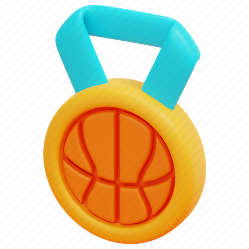 Medal, game, victory, award, sport, basketball, ball 3D illustration - Download on Iconfinder