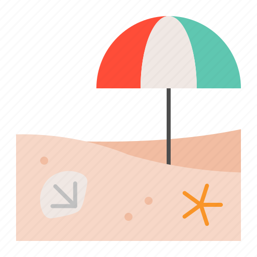 Beach, beach scene, bleach umbrella, sand icon - Download on Iconfinder