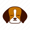 animal, beagle, cute, dog, emoji, face, flat, pet