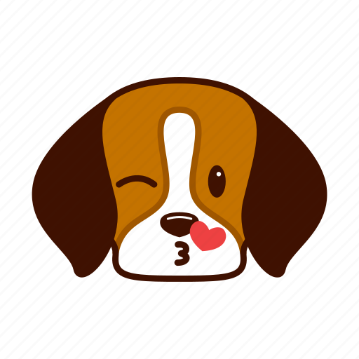 Animal, beagle, cute, dog, emoji, kiss, pet icon - Download on Iconfinder