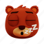 cute, bear, deep, sleep, emoji, cartoon, animal, bed, night 