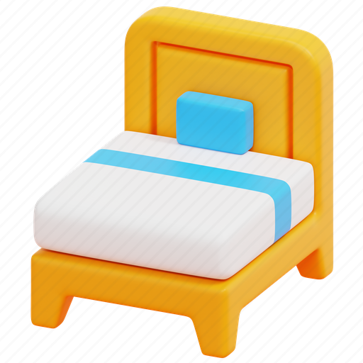 Single, bed, furniture, home, bedroom, sleeping, 3d icon - Download on Iconfinder