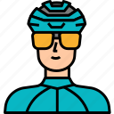 biker, cyclist, avatar, helmet, male, ride, rider, racer, bicycle, bike