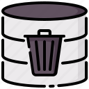 database, delete, storage, trash