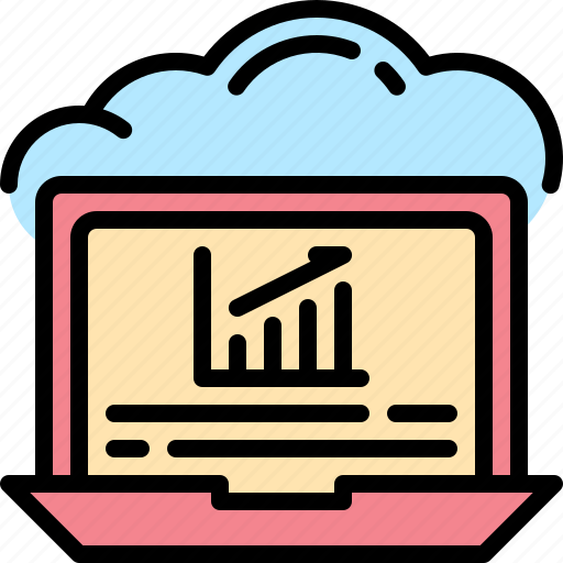 Analytic, cloud, graph, report, server, statistic, laptop icon - Download on Iconfinder