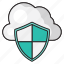 cloud, shield, security, database, server 