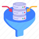 data funnel, database filter, data extraction, data filtration, purification