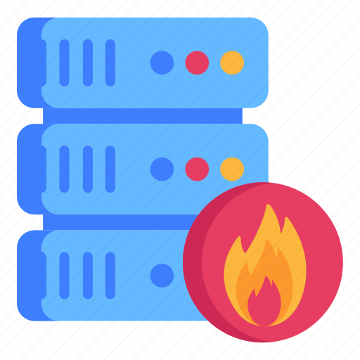 Server fire, data destroy, database fire, burn data, datacenter icon - Download on Iconfinder
