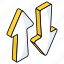 directional arrow, navigational arrow, arrowhead, pointing arrow, opposite direction arrows 
