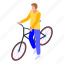 bicycle, cartoon, hand, isometric, person, student, take 