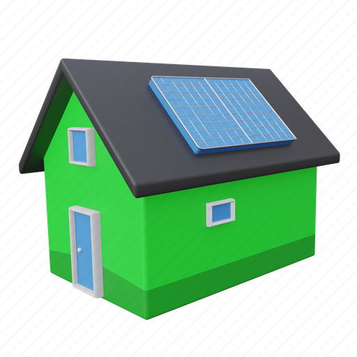 Solar house, solar, house, home, ecology, energy, power 3D illustration - Download on Iconfinder