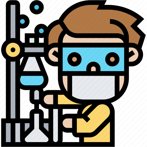 Experiment, chemical, reaction, testing, researcher icon - Download on Iconfinder