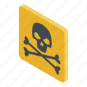 biohazard, cartoon, computer, food, isometric, logo, skull