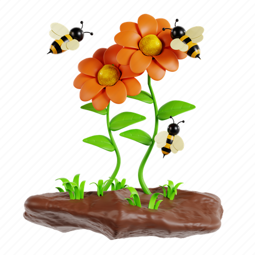 Symbiosis, nature, green, animal, beautiful, natural, flower 3D illustration - Download on Iconfinder