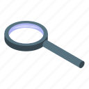 cartoon, find, glass, isometric, magnify, search, zoom