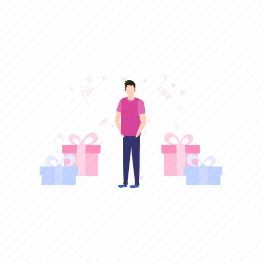 Gifts, boxes, presents, boy, standing icon - Download on Iconfinder