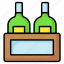 wine, bottles, crate, whisky, alcohol, drink, champagne 