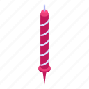 candle, cartoon, christmas, decoration, isometric, party, pink