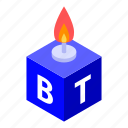 birthday, candle, car, cartoon, cube, isometric, party