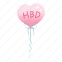 hbd, heart balloon, balloon, birthday, party, surprise, celebration