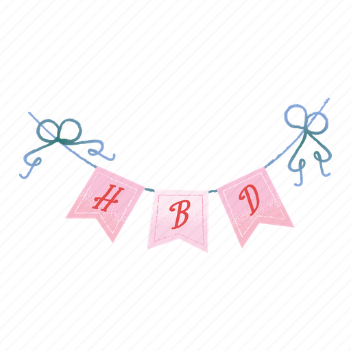 Birthday, banner, bunting flag, hanging banner, flag, decoration, party icon - Download on Iconfinder