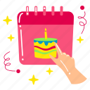 calendar, date, schedule, birthday party, decoration, birthday, party, celebration, cute sticker