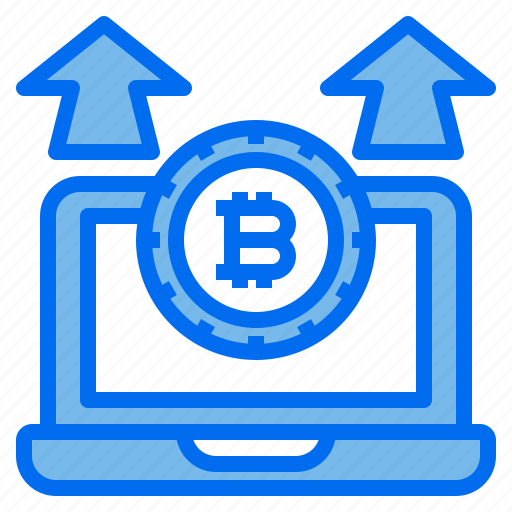 Bitcoin, arrows, up, laptop, growth icon - Download on Iconfinder