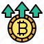 growth, bitcoin, up, arrows, currency, business 