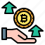 hand, arrows, up, bitcoin, finance 