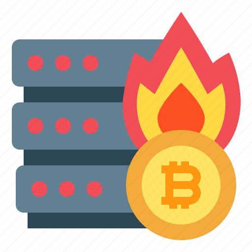 Bitcoin, crisis, computer, fire icon - Download on Iconfinder