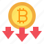drop, bitcoin, down, arrows, currency, business 