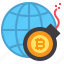 global, bitcoin, currency, business 