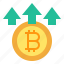 growth, bitcoin, up, arrows, currency, business 