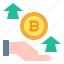 hand, arrows, up, bitcoin, finance 