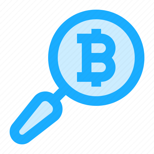 Bitcoin, cryptocurrency, search, discover, examine icon - Download on Iconfinder