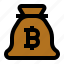 bitcoin, cryptocurrency, bag, prize, cash 
