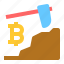 bitcoin, cryptocurrency, mining, gold, pickaxe 