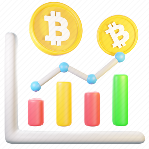 Bitcoin, analytics, chart, statistics, cryptocurrency 3D illustration - Download on Iconfinder