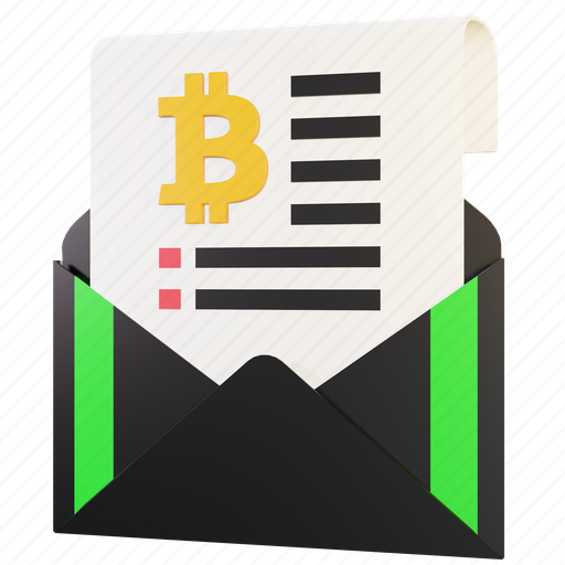 Bitcoin, email, tax, message, cryptocurrency 3D illustration - Download on Iconfinder