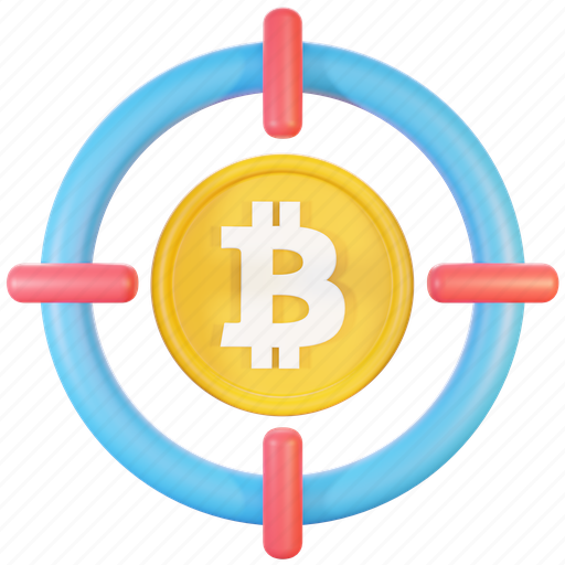 Bitcoin, target, bullseye, goal, cryptocurrency 3D illustration - Download on Iconfinder