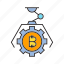 bitcoin, bot, cog, cryptocurrency, digital currency, gear, robot 